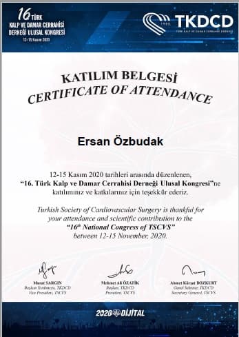 2020 TKDC KONGRESİ SERTİFİKA