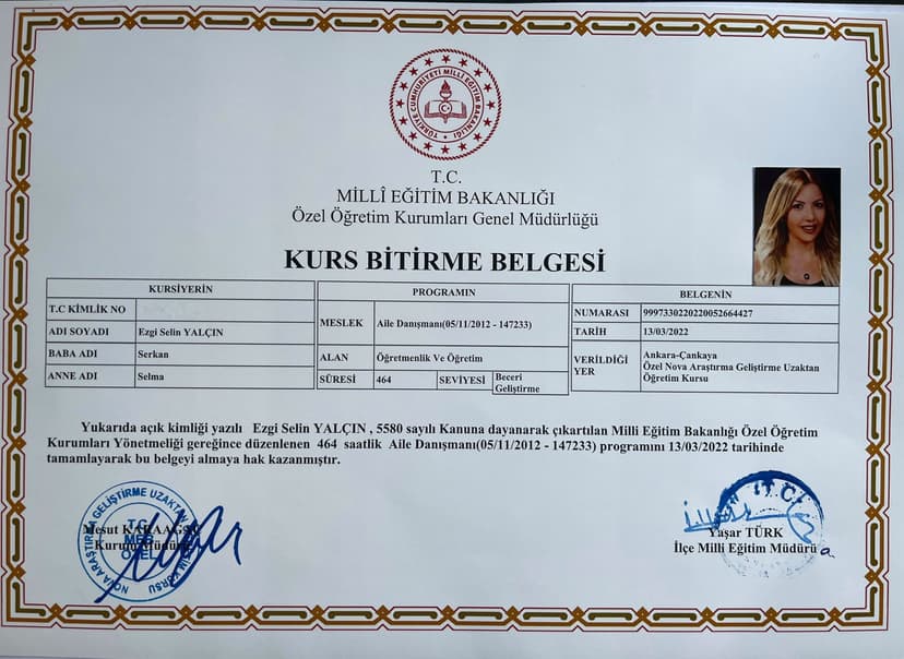 Aile Danışmanlığı Sertifikası