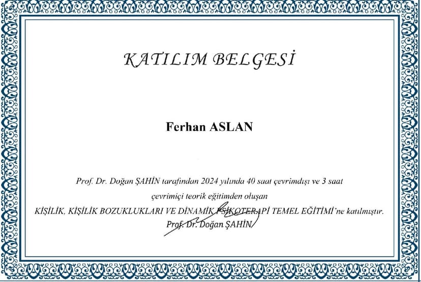 Dinamik Psikoterapi Temel Eğitim Sertifikası