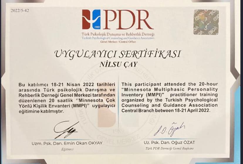 MMPI Uygulayıcı Sertifikası