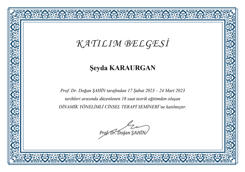 Prof. Dr. Doğan Şahin - Dinamik Yönelimli Cinsel Terapiler