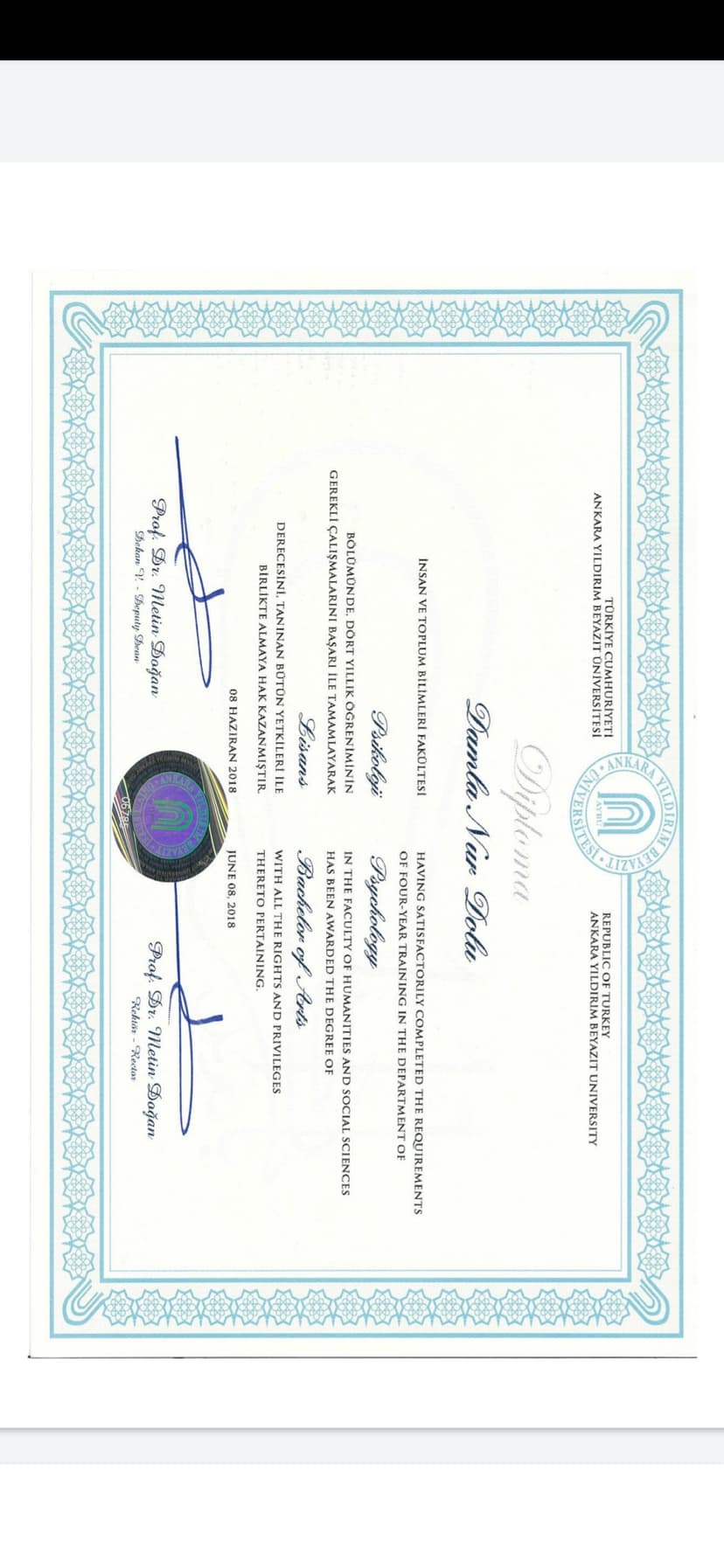 Psikoloji Lisans Diploma