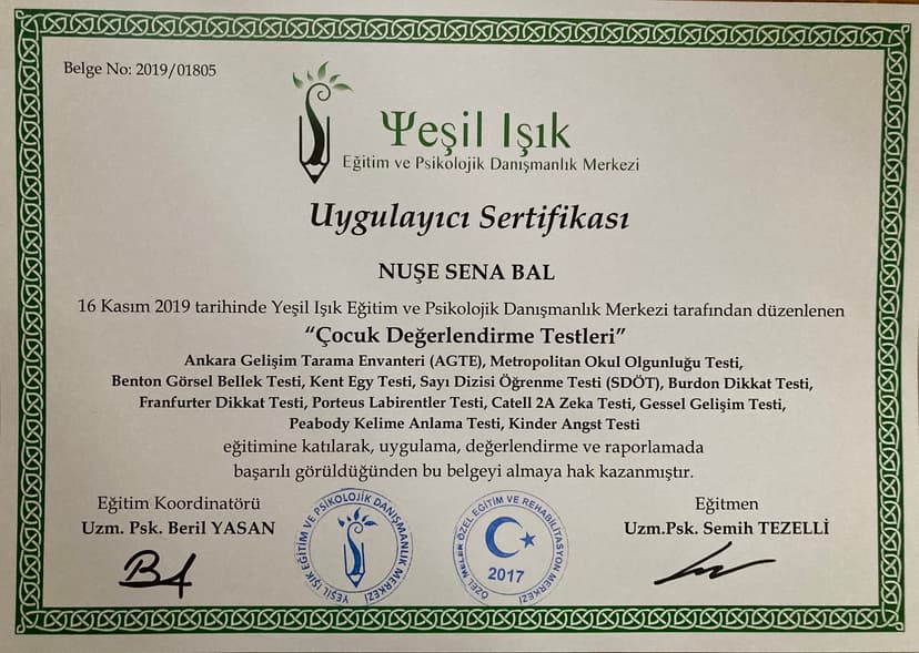 Objektif Çocuk testleri