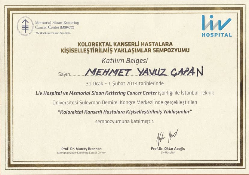 Kolerektal Kanserli Hastalara Kişiselleştirilmiş Yaklaşımlar Sempozyumu