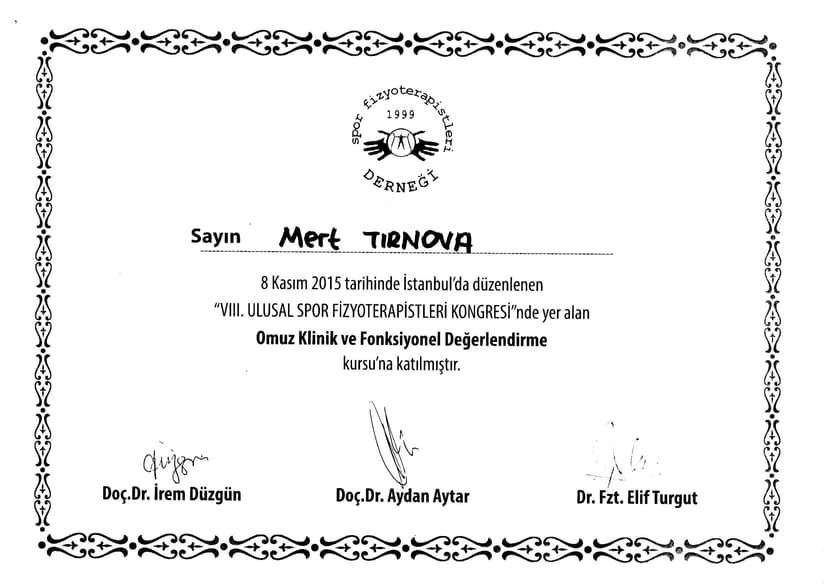 8.Ulusal Spor Fizyoterapistleri Kongresi - Omuz Klinik ve Fonksiyonel Değerlendirme