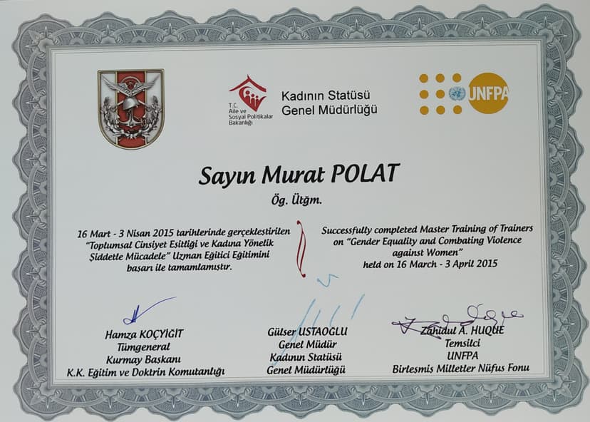 Toplumsal Cinsiyet Eşitliği ve Kadına yönelik Şiddetle Mücadele Uzman Eğitici Eğitimi 16 Mart-3 Nisan 2015