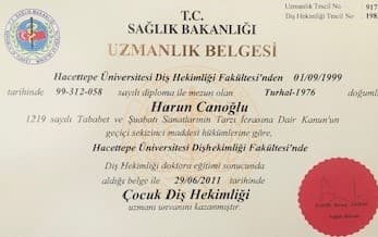 UZMANLIK BELGESİ (ÇOCUK DİŞHEKİMLİĞİ)