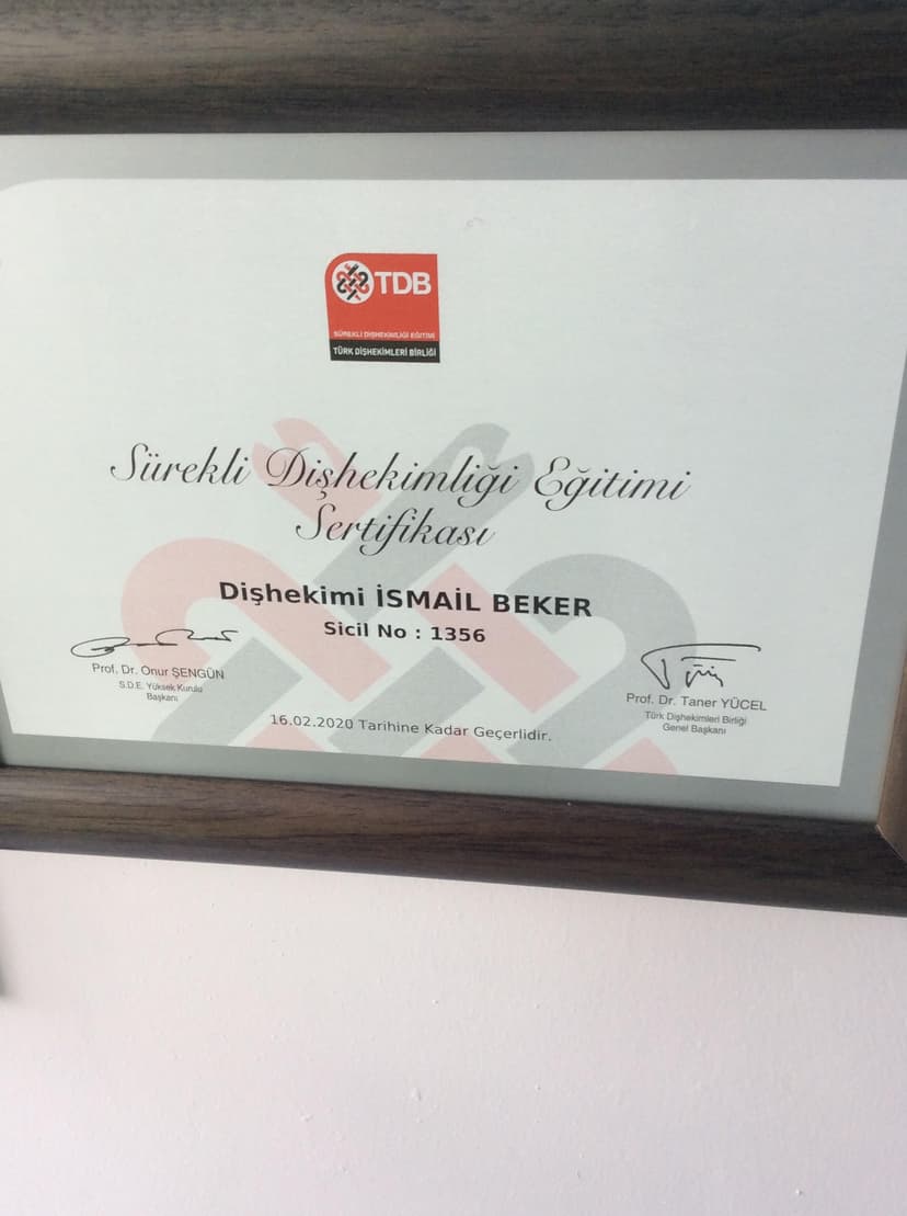 Sürekli Diş Hekimliği Eğitim Sertifikası