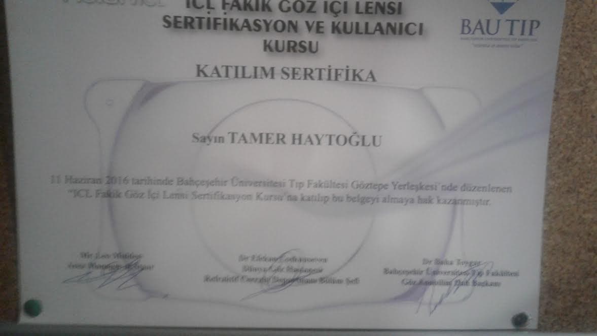 Göz İçi Lensi Sertifikasyon ve Kullanıcı Kursu