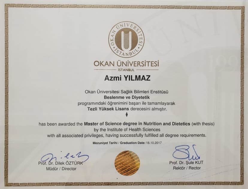 OKAN ÜNİVERSİTESİ - YÜKSEK LİSANS DİPLOMASI