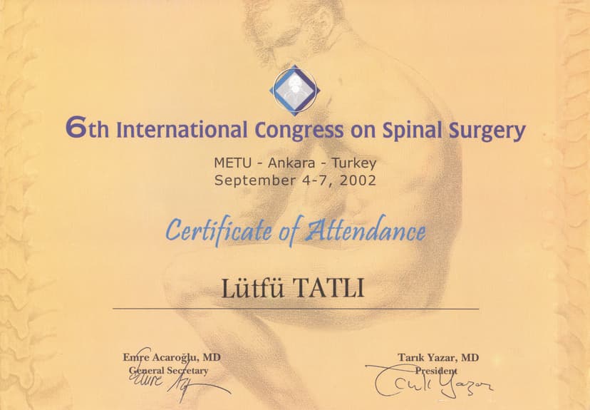 6TH INTERNATİONAL CONGRESS ON SPİNAL SURGERY