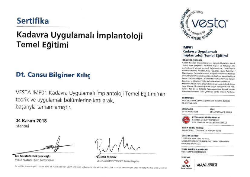 Kadavra Uygulamalı İmplantoloji Eğitimi