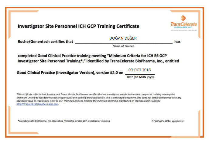 İyi klinik uygulamalar sertifikası