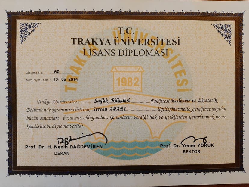 DİYETİSYENLİK DİPLOMASI