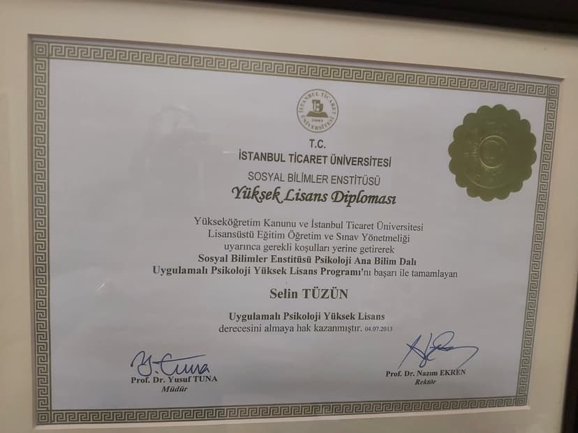 PSİKOLOJİ YÜKSEK LİSANS DİPLOMASI