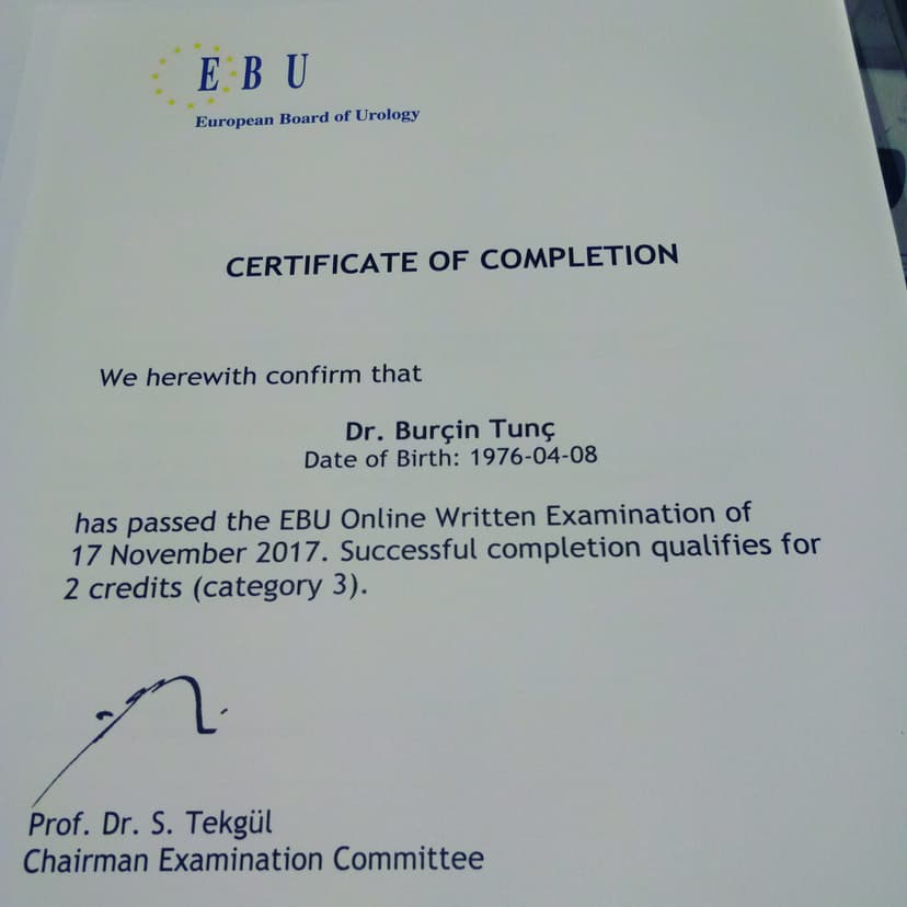 Sinavi bord üroloji Avrupa