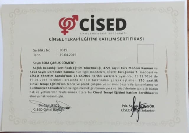 Cinsel Terapi Eğitimi Sertifikası