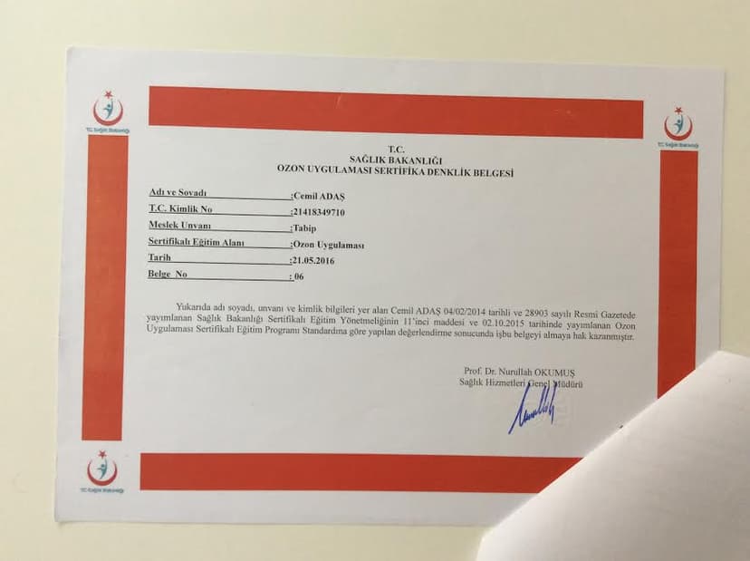 Ozon Uygulaması Sertifika