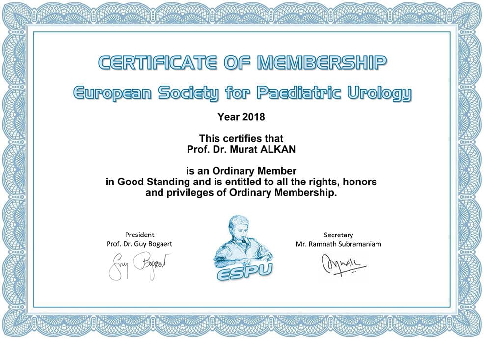 ESPU Membership Certificate 2018