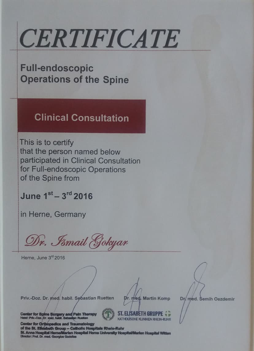 İsmail Gökyar Sertifika