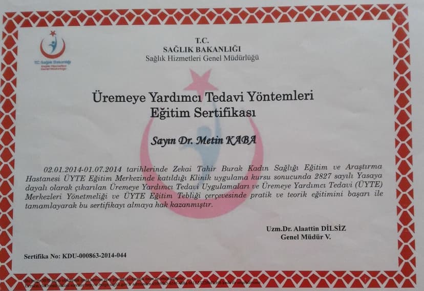 Tüp bebek sertifikası