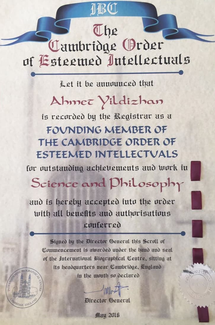 Founding Member of The Cambridge Order of Esteemed Intellectuals