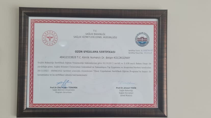 OZON TERAPİ SAĞLIK BAKANLIĞI ONAYLI DİPLOMA