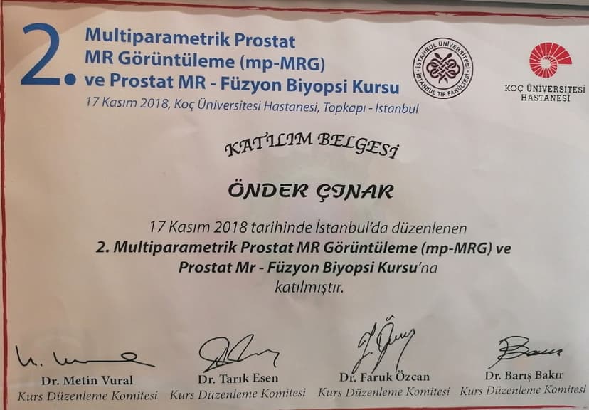 PROSTAT FÜZYON BİYOPSİ SERTİFİKASI