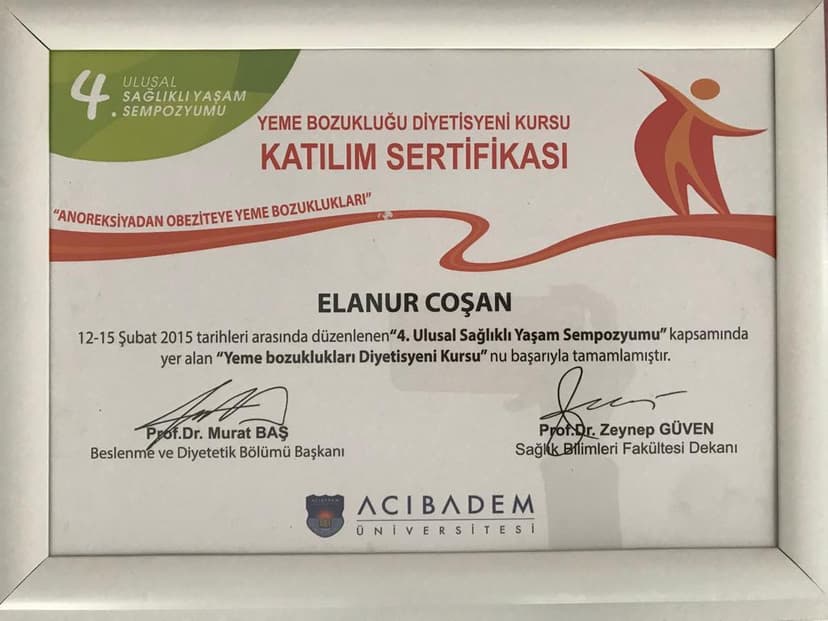 Yeme Bozuklukları Diyetisyeni Kursu