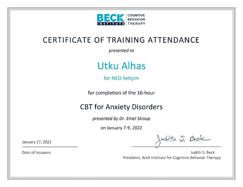 Beck Institute Anksiyete Bozukluklarında CBT Workshop