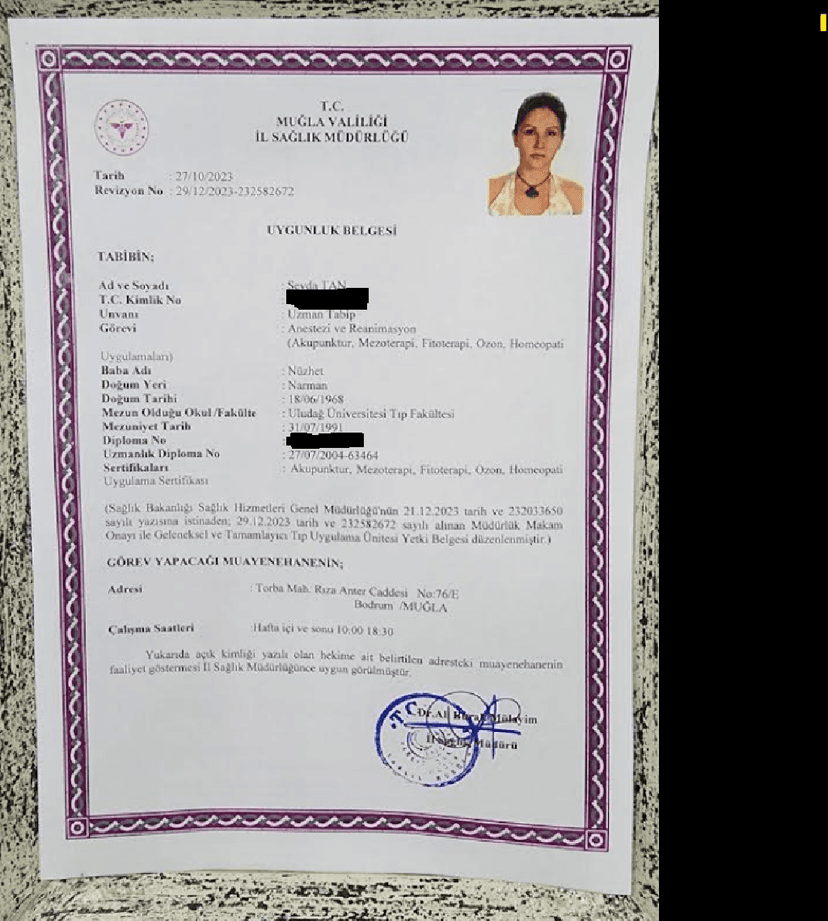 Akapuntur Mezoterapi Fitoterapi Ozon Homeopati Uygulama Sertifikası