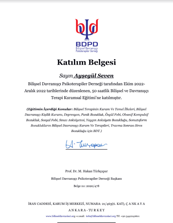 Bilişsel Davranışçı Terapi