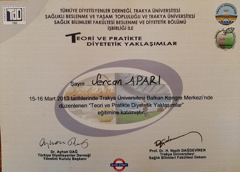 TEORİ VE PRATİKTE DİYETETİK YAKLAŞIMLAR EĞİTİMİ