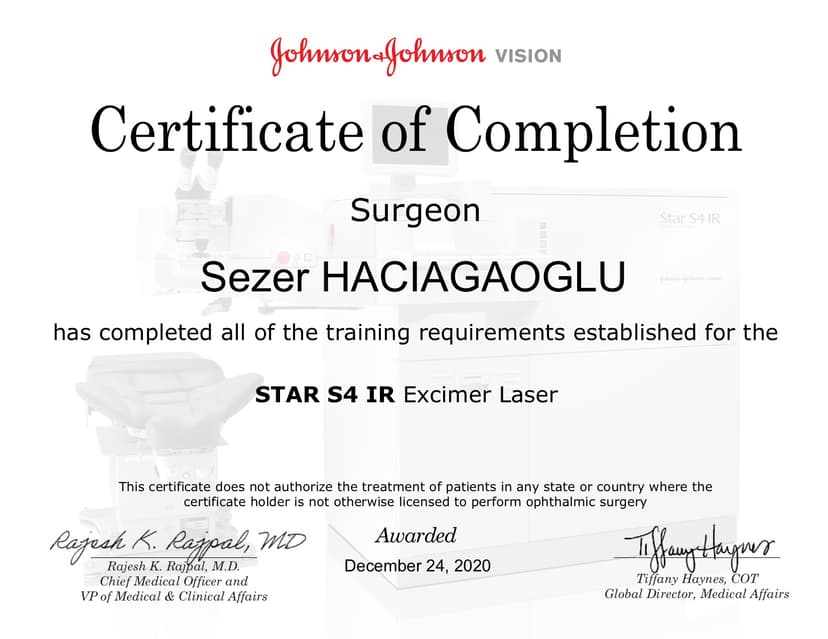 Excimer Laser Sertifikası
