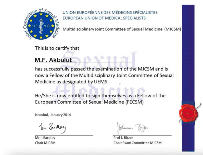 Avrupa Seksüel Tıp Yeterlilik Sertifikası