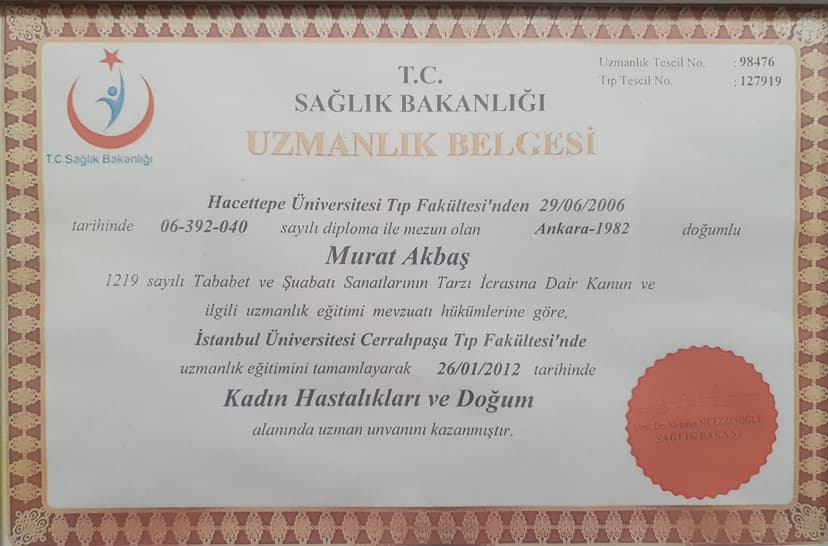 Kadın Hastalıkları ve Doğum Uzmanlık