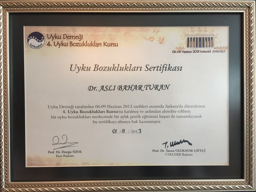 Uyku Bozuklukları Sertifikası