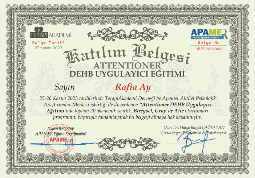 ATTENTIONER DEHB UYGULAYICI EĞİTİMİ
