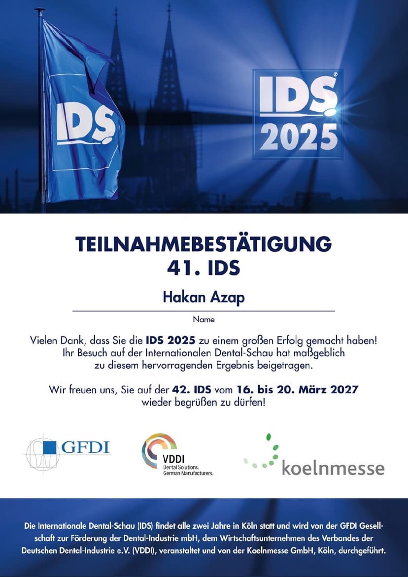 Antakya ve Defne Diş Hekimi Hakan Azap | IDS Köln 2025 Uluslararası Diş Hekimliği Fuarı