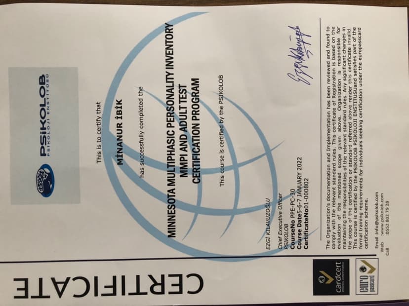 MMPI ve Yetişkin Testleri Sertifikası