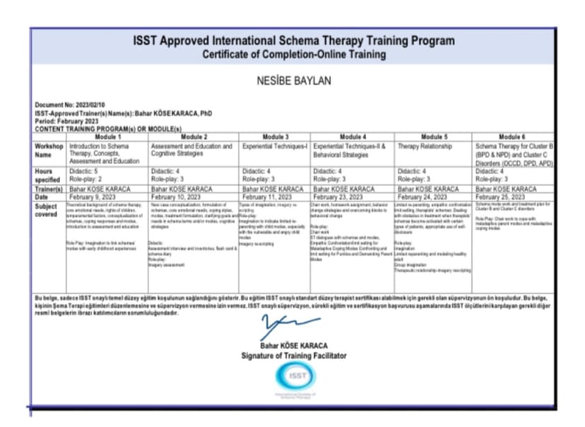 ISST Uluslararası Şema Terapi