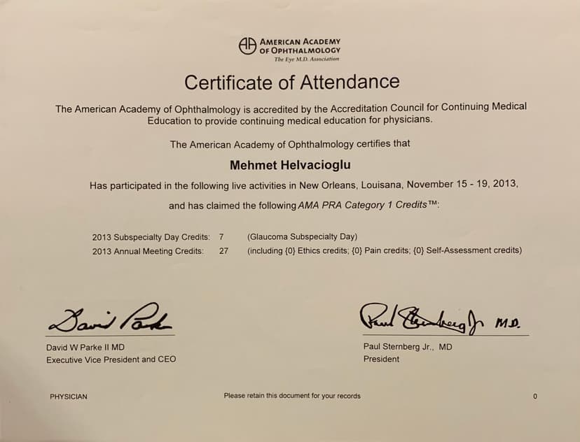 American Academy Of Ophthalmology 2013