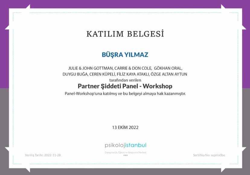 Partner Şiddeti Paneli- Katılım Belgesi