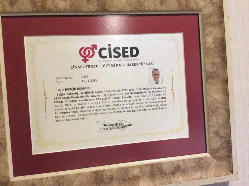 Cinsel Terapi Eğitimi Katılım Sertifikası
