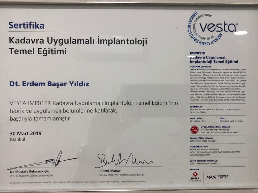 VESTA KADAVRA UYGULAMALI TEMEL İMPLANTOLOJİ EĞİTİMİ