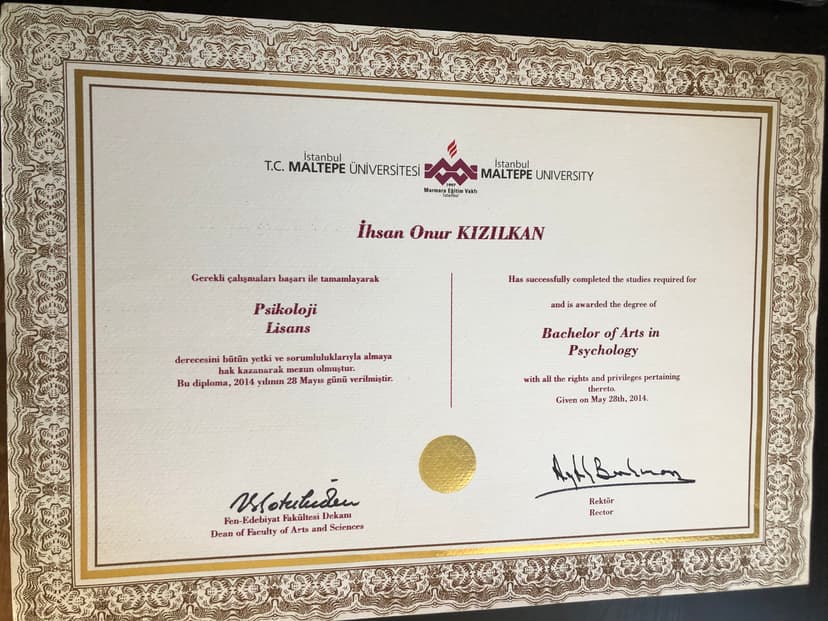 Psikoloji lisans diplaması