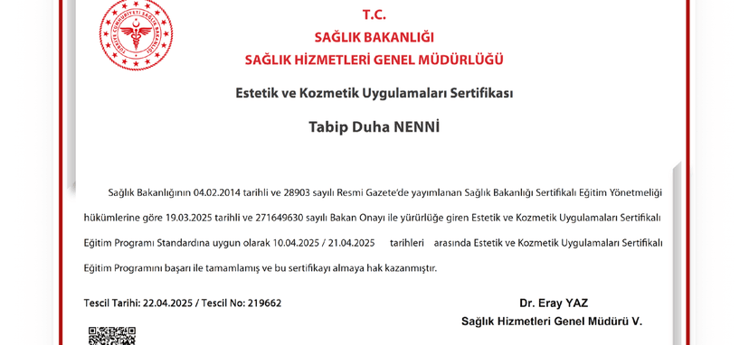 Estetik ve Kozmetik Uygulamaları Sertifikası
