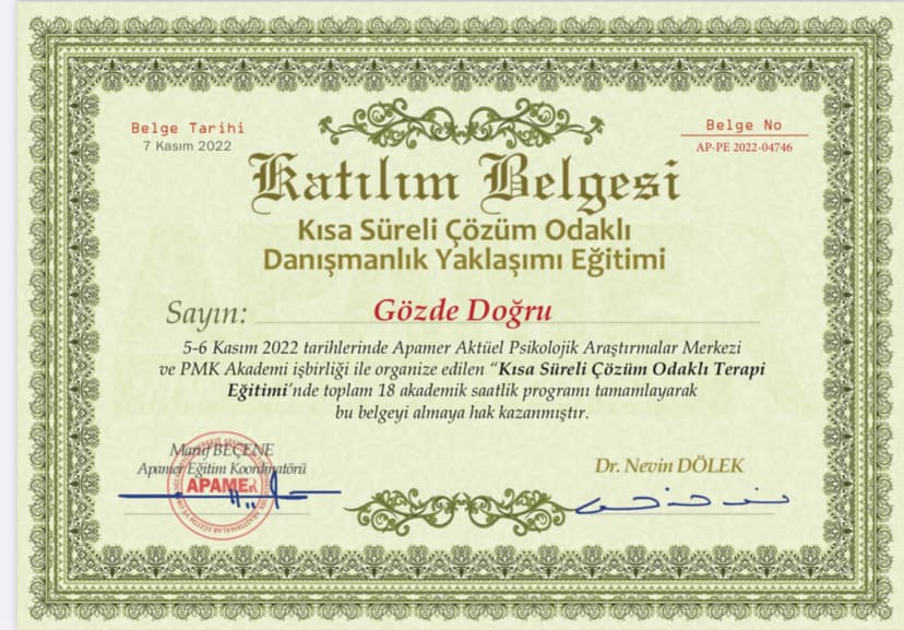 Kısa Süreli Çözüm Odaklı Terapi