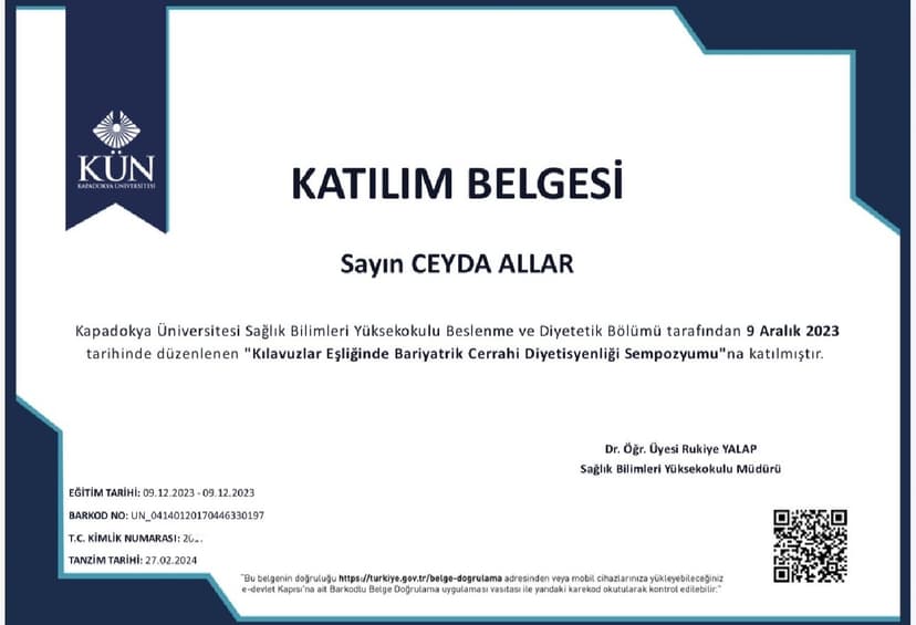 Kılavuzlar Eşliğinde Bariyatrik Cerrahi Diyetisyenliği Sempozyumu