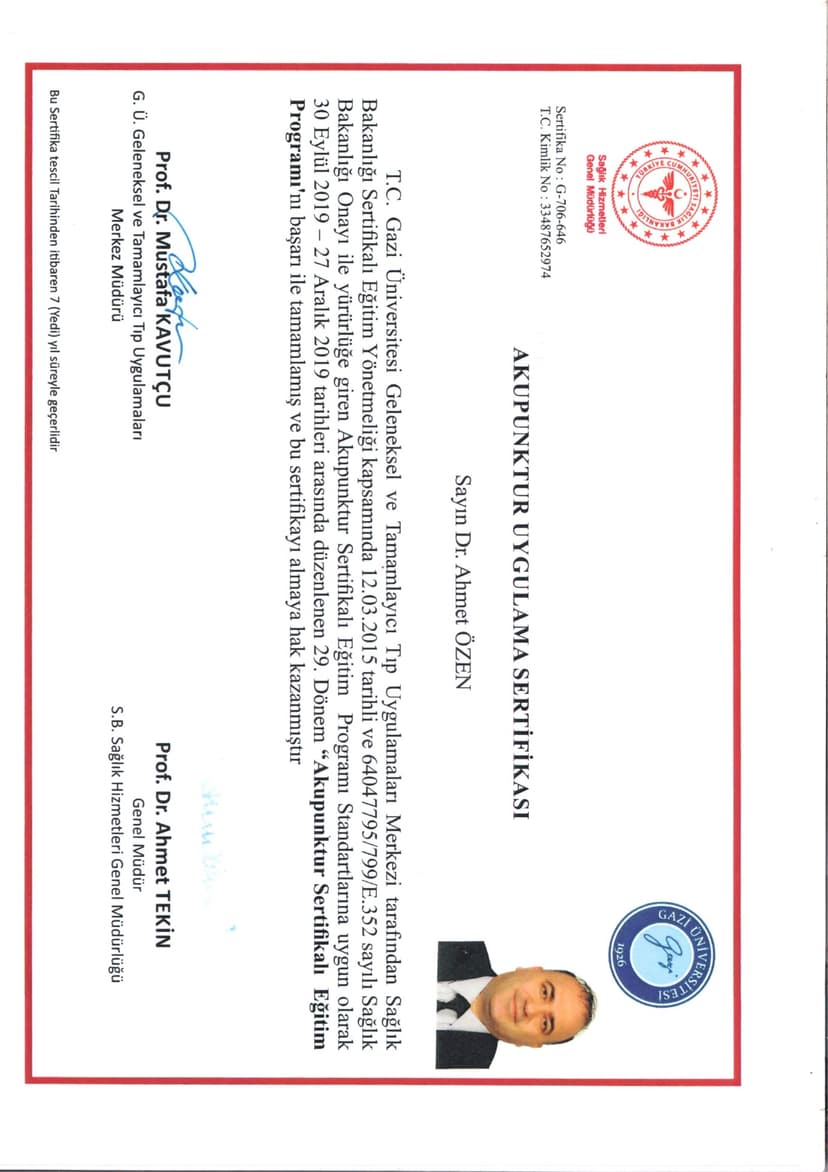 AKUPUNKTUR UYGULAMA SERTİFİKASI